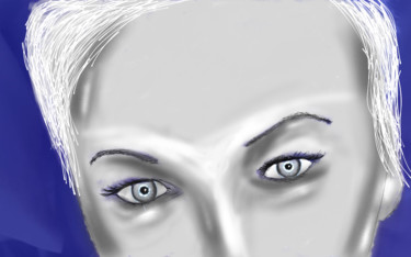 Digital Arts titled "Frau in blau" by Matthias Lietz, Original Artwork, Digital Painting
