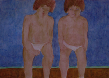 Painting titled "Пейзаж с двумя фигу…" by Aleksei Filippov, Original Artwork