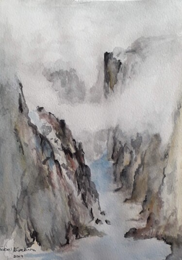 Nevoeiro Pintura intitulada "Nevoeiro" por Isabel Alfarrobinha, Obras de arte originais, Aquarela