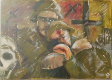 guerre Peinture intitulée "guerre" par Sarah Bouzaglou Boissin, Œuvre d'art originale, Huile
