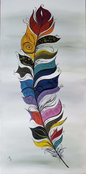제목이 "Plume stylisée"인 미술작품 Anny Burtscher-Beaudoin로, 원작, 아크릴