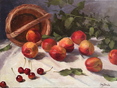 Still Life with Summer Fruit Painting titled "Still Life with Sum…" by Ling Strube, Original Artwork, Oil