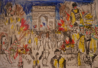 图画 标题为“les gilets jaunes” 由Gildas Cadic, 原创艺术品, 粉笔