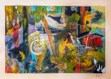 Abstract Original Painting On Unframed A3 Paper Peinture intitulée "Abstract Original P…" par Retne, Œuvre d'art originale, Acrylique