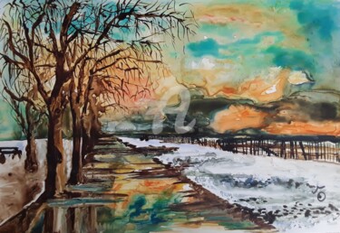 Peinture intitulée "2018-jardin-dhiver.…" par Aquarelles D'Ô, Œuvre d'art originale, Aquarelle