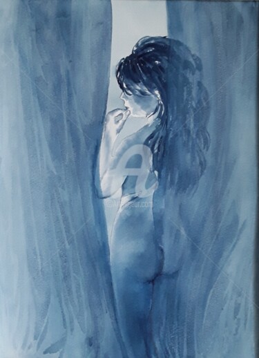 Peinture intitulée "2018-pensive.jpg" par Aquarelles D'Ô, Œuvre d'art originale, Aquarelle