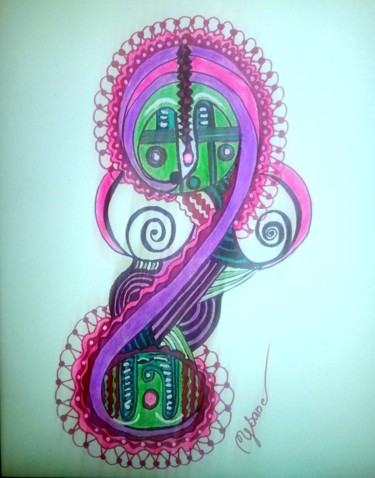 Dessin intitulée "les-dentellieres" par Mysane, Œuvre d'art originale, Marqueur