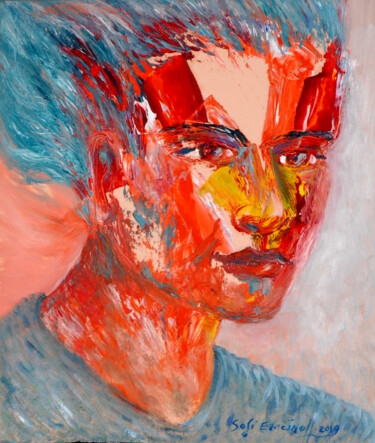 Painting titled "dévisagé 19" by Marie-Sophie Ewreïnoff (Sofi Ewreïnoff), Original Artwork, Oil