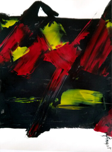 Untitled black, red and yellow 绘画 标题为“Untitled black, red…” 由Thierry Angot, 原创艺术品, 丙烯