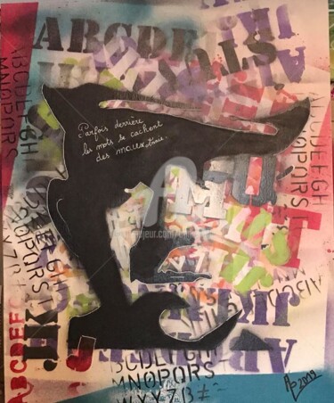 Peinture intitulée "Derrière les mots" par Annie Predal, Œuvre d'art originale, Bombe aérosol