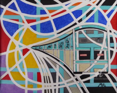 Peinture intitulée "Métro labyrinthique" par Marina Argentini, Œuvre d'art originale