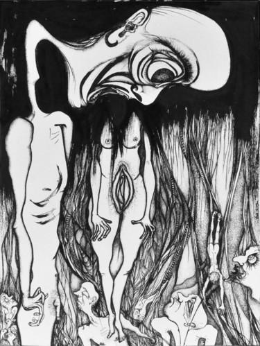 Dessin intitulée "Encre de Chine - 20…" par Eva Mifsud, Œuvre d'art originale, Encre