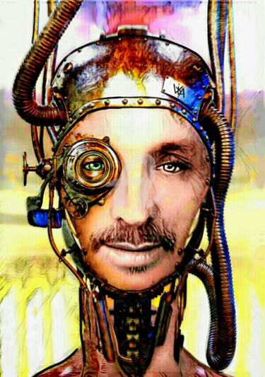 Digital Arts titled "Robot répliquant vi…" by Tito Villa, Original Artwork, Digital Painting