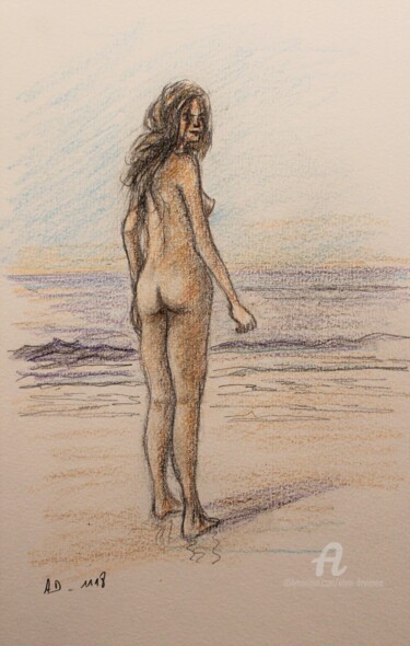 Dessin intitulée "REGARD A DROITE DES…" par Alain Devienne, Œuvre d'art originale, Crayon