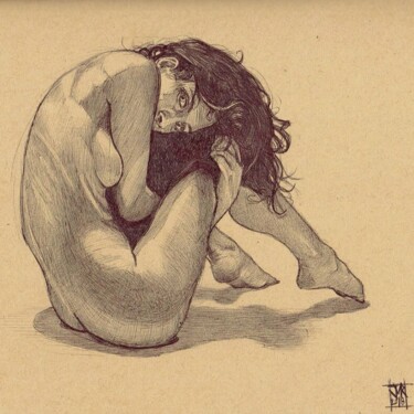 Drawing titled "Hello" by Joeri Van Royen, Original Artwork, Ballpoint pen