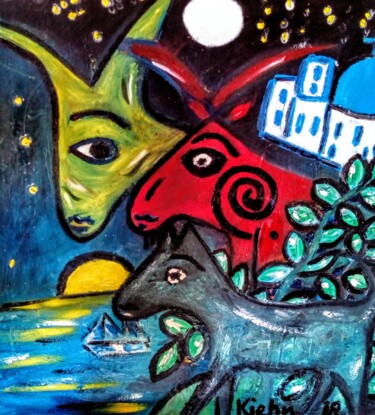 Painting titled "Cabras" by Georg Kiehn, Original Artwork, Oil
