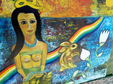 Painting titled "Goddess Isla Mujeres" by Georg Kiehn, Original Artwork, Oil