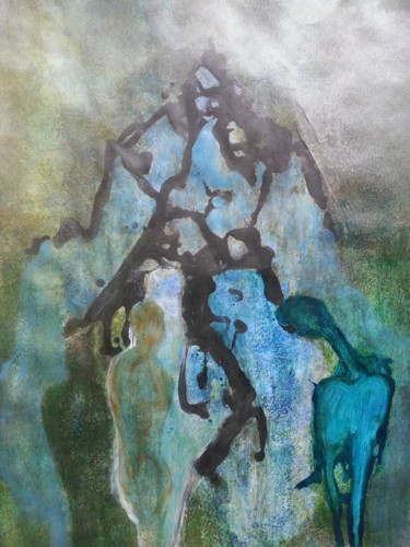Pintura titulada "cycle-of-red-moons…" por Rbio, Obra de arte original, Acrílico