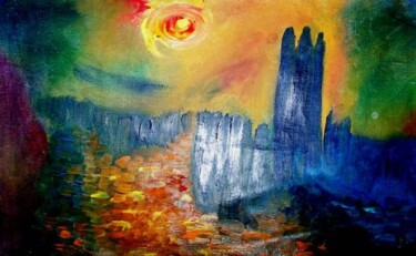 Painting titled "Sunset over Mire" by Georg Kiehn, Original Artwork