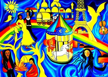 Painting titled "Circus" by Georg Kiehn, Original Artwork