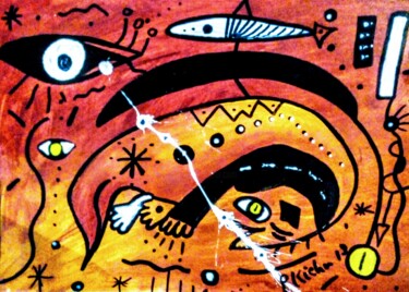 Painting titled "Dreaming Cat" by Georg Kiehn, Original Artwork, Acrylic