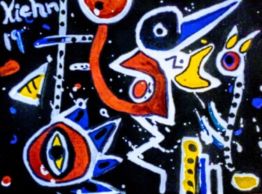 Painting titled "Nightlife in Big Ci…" by Georg Kiehn, Original Artwork, Acrylic