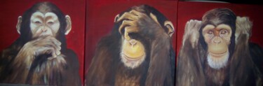 Peinture intitulée "Les 3 Sages" par Geneviève Hauprich, Œuvre d'art originale, Huile