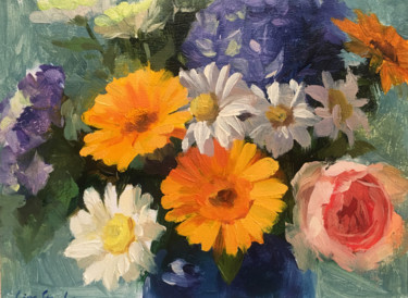 Ζωγραφική με τίτλο "blossoming (framed)" από Ling Strube, Αυθεντικά έργα τέχνης, Λάδι