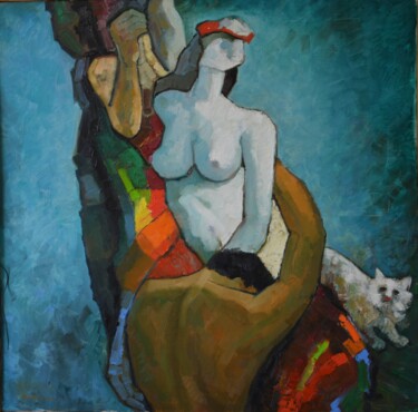 Corps espace Painting titled "Corps espace" by Nasser Ghazizadeh, Original Artwork, Oil