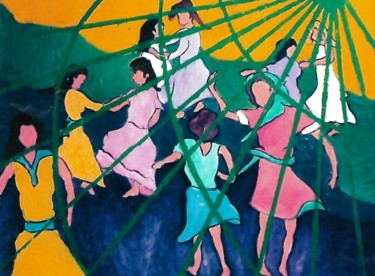 2-danza-di-bambini- Pittura intitolato "2-danza-di-bambini-" da Mario Fanconi, Opera d'arte originale, Olio