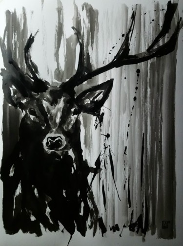 Drawing titled "Elaphe : L181" by Laou, Original Artwork, Ink Mounted on Glass