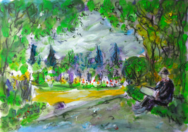 Peinture intitulée "LECTURE" par Jean Mirre, Œuvre d'art originale, Huile