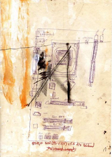 Dessin intitulée ""M" abécédaire russ…" par Baptiste Vanweydeveldt, Œuvre d'art originale, Stylo à bille