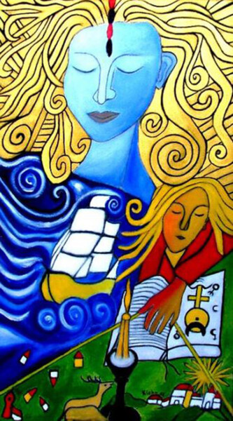 Painting titled "AnimaMundi" by Georg Kiehn, Original Artwork, Oil