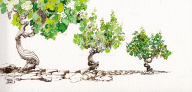 Dessin intitulée "Vignes Libres" par Daniele Sanchez Dsz, Œuvre d'art originale, Encre