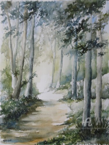 Peinture intitulée "Le chemin" par Marie-Charlotte Houpeurt-Chauffeté, Œuvre d'art originale, Aquarelle