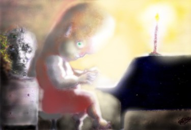 Foetus au piano Drawing titled "Foetus au piano" by Philippe Leclerc, Graphiste, Original Artwork, Ink