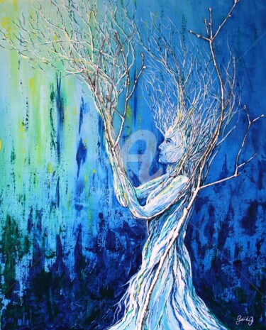 Painting titled "Fusion" by Gaïdg, Original Artwork, Acrylic Mounted on Wood Stretcher frame