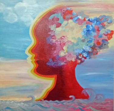 Painting titled "Faces of woman" by Atignas Art, Original Artwork, Oil