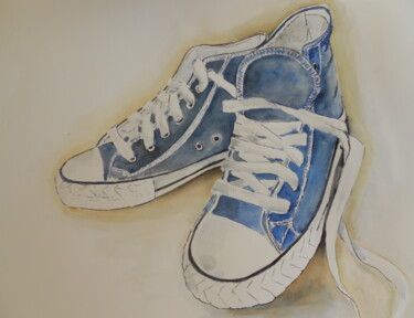 Malerei mit dem Titel "Meine Schuhe" von Maria Földy, Original-Kunstwerk, Aquarell