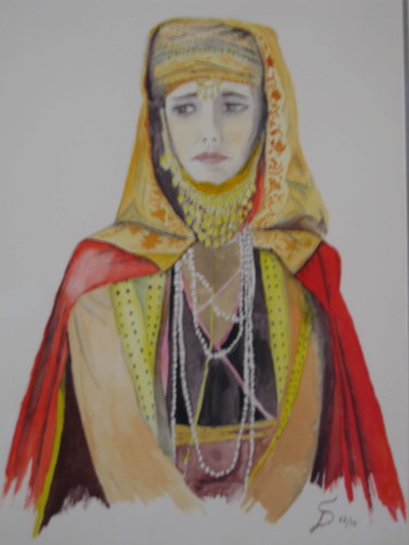 Malerei mit dem Titel "La Reine / die Köni…" von Stefan Dhein, Original-Kunstwerk, Aquarell