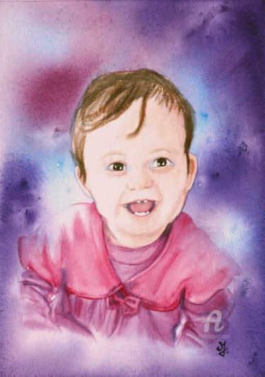 Peinture intitulée "Divin sourire" par Emilie Denis, Œuvre d'art originale, Aquarelle