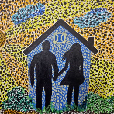 Painting titled "Home" by Atignas Art, Original Artwork, Acrylic Mounted on Wood Stretcher frame