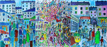 Malerei mit dem Titel "exJOYEUX TRIPTYQUE" von Jean Mirre, Original-Kunstwerk, Tinte