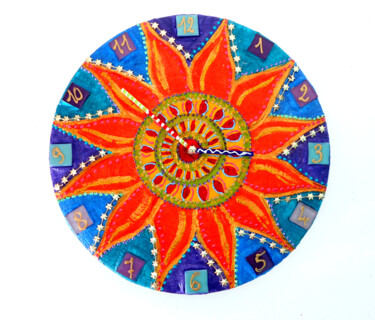 Horloge "Tournesol" diamètre 30 cm 设计 标题为“Horloge "Tournesol"…” 由Odile Maffone Mosaïque Joyeuse, 原创艺术品