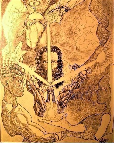 Drawing titled "Cycle de vie" by Philippe Leclerc, Graphiste, Original Artwork, Ink