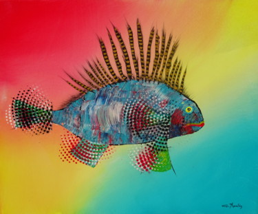 Peinture intitulée "Cichlidé" par Gilbert Morales, Œuvre d'art originale, Acrylique Monté sur Plexiglas