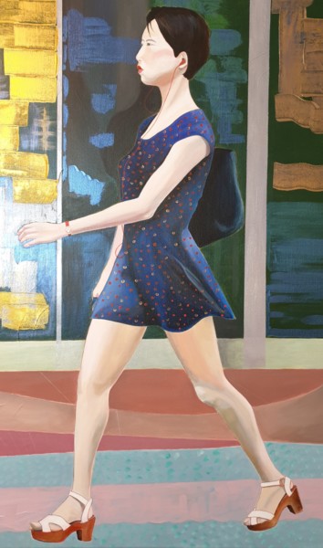 Peinture intitulée "La belle en bleu" par Jean François Consoli (Lejef), Œuvre d'art originale, Acrylique