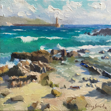Sound-of-Sea (framed) Peinture intitulée "Sound-of-Sea (frame…" par Ling Strube, Œuvre d'art originale, Huile