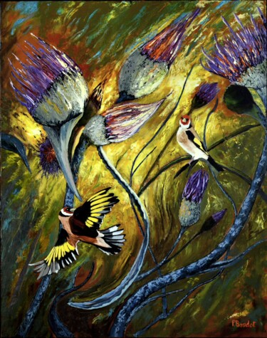 Peinture intitulée "Sur les chardons ar…" par Pascal Baudot, Œuvre d'art originale, Huile